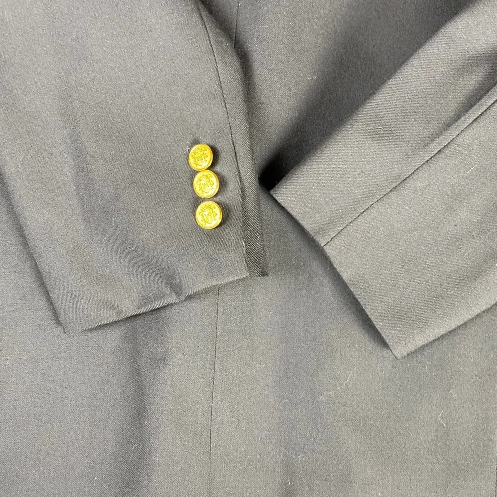 Vintage Nordstrom Mens Navy Blue Two Button Blazer‎ Gold Crest Buttons USA 40R